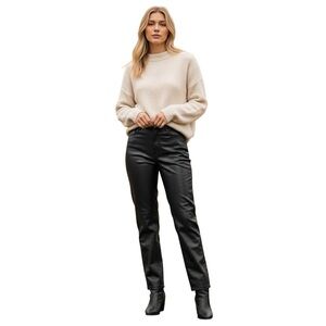 Aritzia Wilfred Melina Pants Faux Leather Vegan Black Straight Leg 0 Holiday